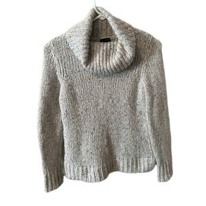 Talbots Sweater Womens Size Small Cream Speckled Cowl Neck Pullover Ribbed